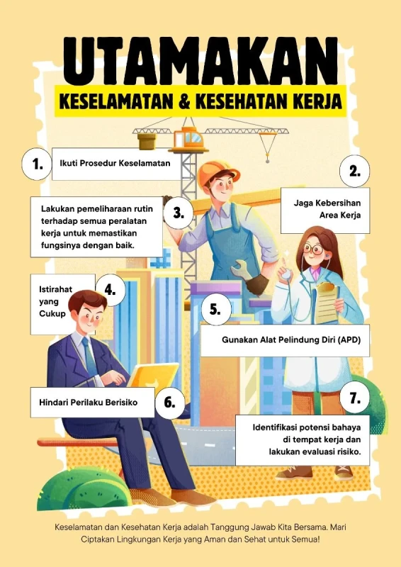 Poster Infografis Utamakan Keselamatan dan Kesehatan Kerja Ilustratif